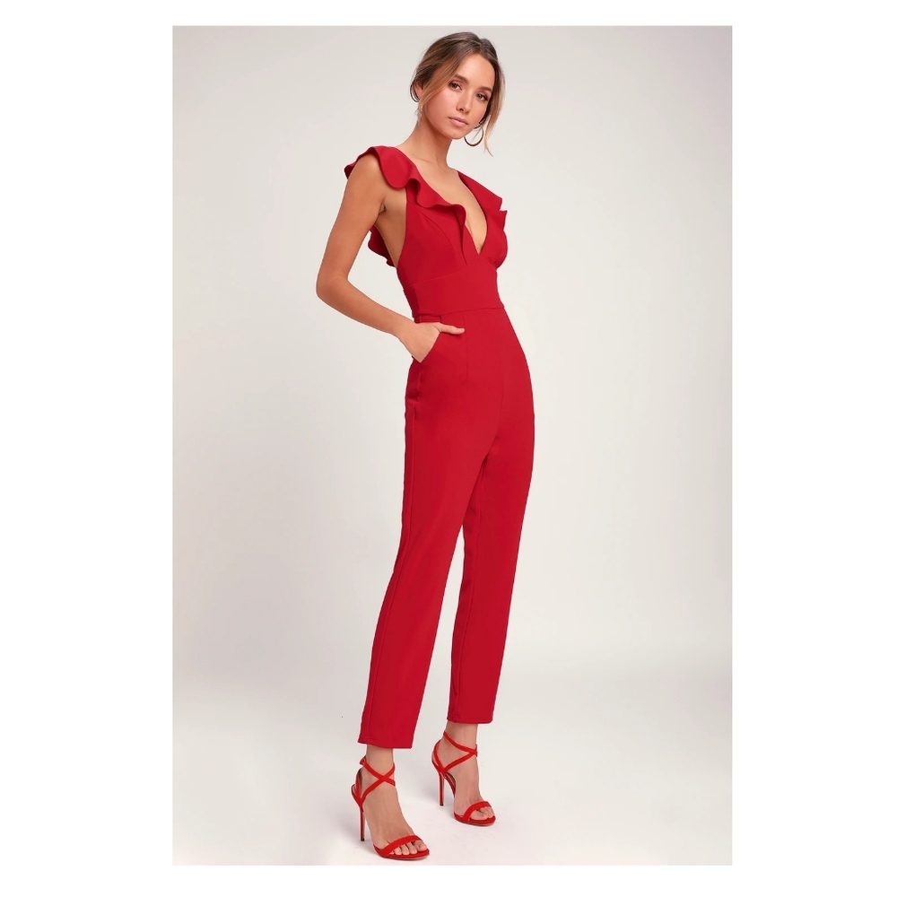 Lulus Leilani Red Ruffled Jumpsuit